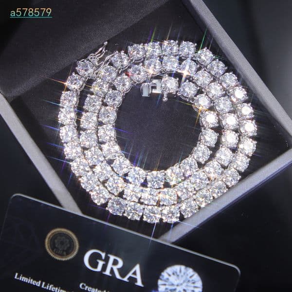 Factory Wholesale 925 Silver VVS Moissanite Tennis Chain 2mm 3mm 4mm 5mm 65mm Bracelet Necklace Hip Hop Style for Pendant