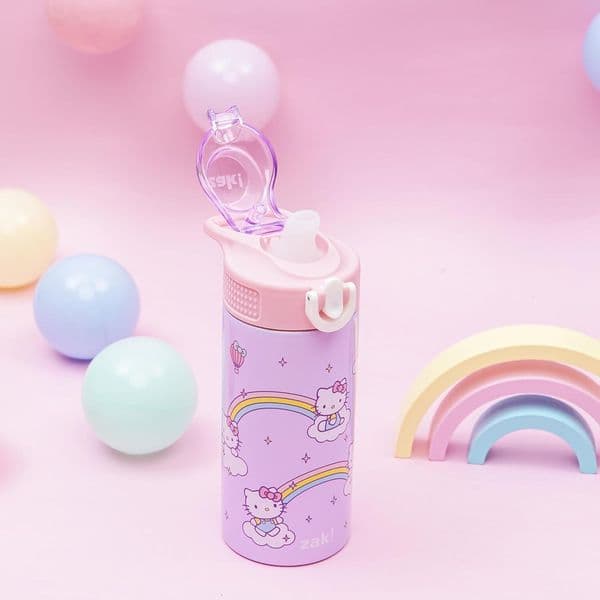 Designer Zak Designs Sanrio Sage Kids Water Bottle For School Or Travel, 14Oz Stainless Steel Water Bottle With Straw, Handle, And Leak-Proof, Pop-Up Spout Cove