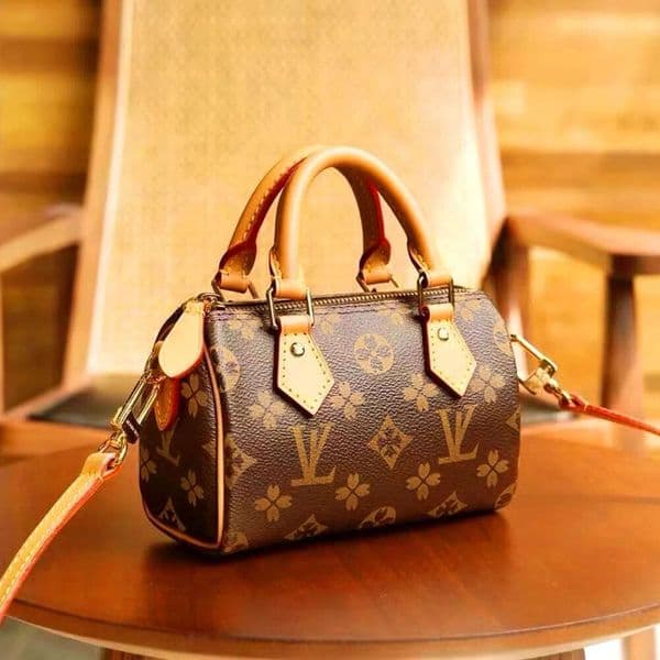 Luxury Vintage Boston Crossbody Purse Premium Coated Canvas Leather Handles Removable Shoulder Strap Gold Tone Hardware Elegant Handbag for Special Occasions