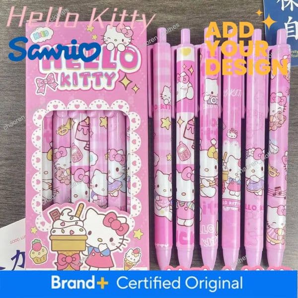 6 Pcs/Set Hello Kitty Limited Edition High Quality Gel Pen Cartoon Series Black 0.5mm Student/Office Daily Stationery