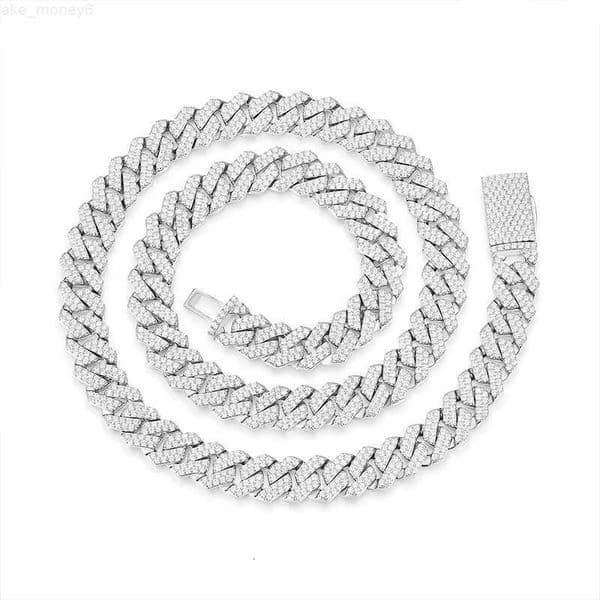 moissanite chain Vvs Moissanite Gold and Silver Cuban Link Necklace 925 Sterling Silver Mens Moissanite Necklace