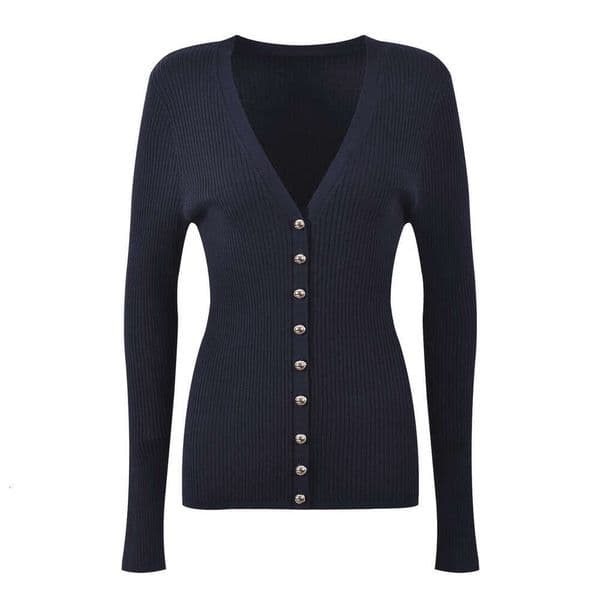 2026 CC Spring/Summer New c1 Designer French Elegant Slimming Multi functional V-neck Long Sleeve Vertical c1 Striped Knitted Cardigan Top for Women