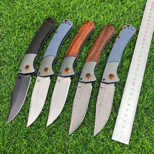 Butterfly 15080BM Cross-Border Trade G10 Handle Red Sandalwood Damascus Steel Folding Household Fruit Knife