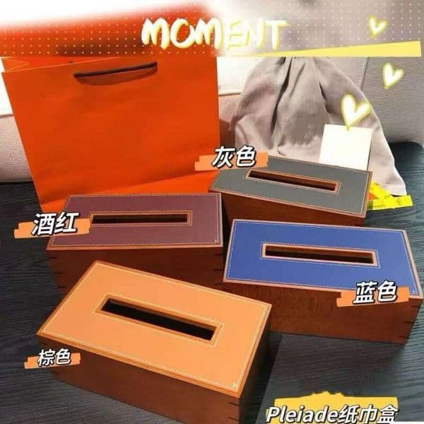European Style Wooden Living Room Coffee Table Genuine Leather Tissue Holder Gift Box Packaging for Gifts and Souvenirs