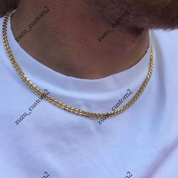 5mm Miami Cuban Link Chain Men Gold Chains Stainless Steel Choker Mens Necklace Hip Hop Jewelry Gift