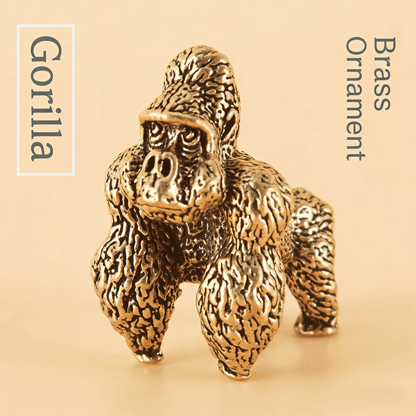 2026 New Designer Home Decor Accessories Pure Brass Gorilla Ornament Playpiece Tea Pet Study Wallpaper Solid Pure Copper Retro Small Ornament