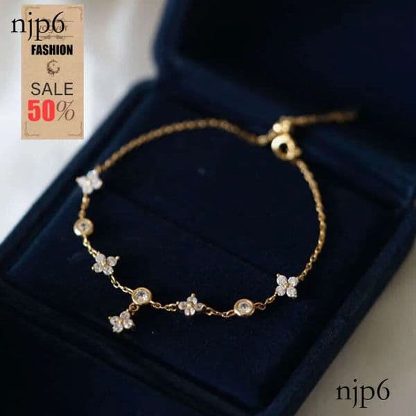 Bracelet for Women S925 Sterling Silver Zircon Four-Leaf Clover French Style Star Sparkling Five-Flower High-End Luxury Jewelry