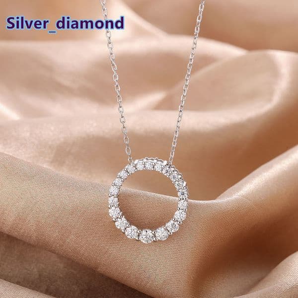 Adodo Factory Fine Jewelry Gradient Size Round Cut 3MM VVS GRA Moissanite Pendant S925 Silver White Gold Plated Necklaces