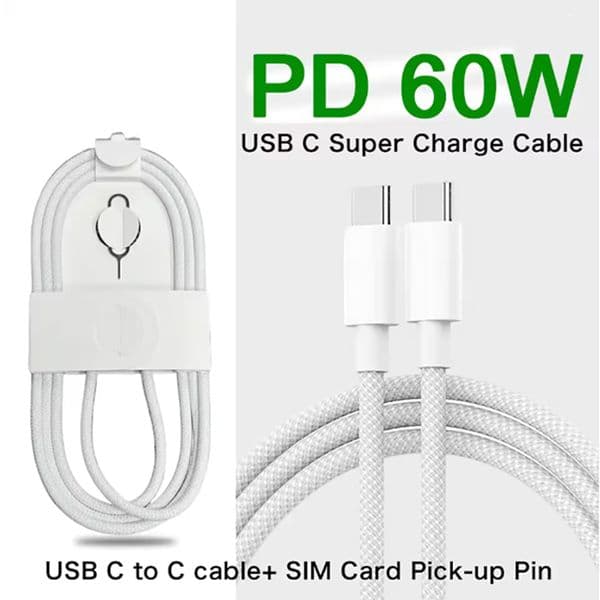 60W 240W PD type c for iPhone 16 17 Pro max plus MacBook Fast 1m 3FT 2m 6FT USB to Type C Braided Cable Charging Cords Quick Charger Cord With Retail Box