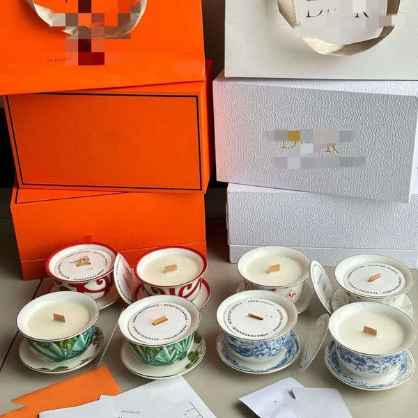 H-brand and D-brand new Chinese-style ceramic lidded bowl scented candles