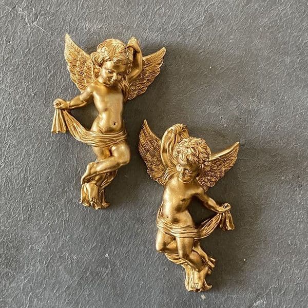 Nordic Resin Cupid Eros Angel Statue Golden Resin Rectangular Art Decoration Wall Hanging Table Decor Home Decor
