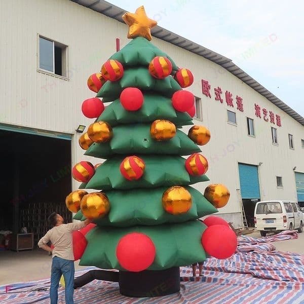 Giant Artificial Purple Inflatable Christmas Tree With Ornament Balls And Stars For Lawn Yard/Mall Decoration
