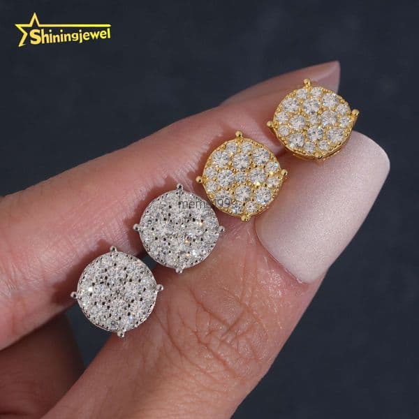 Hip Hop Jewelry Supplier 925 Silver Iced Out Men Moissanite Earrings VVS Pass Diamond Tester Rapper Earrings