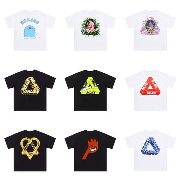 Palacely Skateboards Designer foreign trade European American trendy brand palacely triangular double-yarn printed high-quality casual short-sleeve T-shirt
