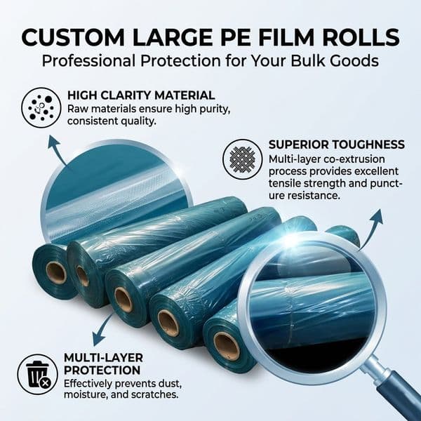 Custom Large Size PE Film, Custom Large Specification Logistics & Express Packing Film, Protective Film, PE Film for Automatic Packaging Machines