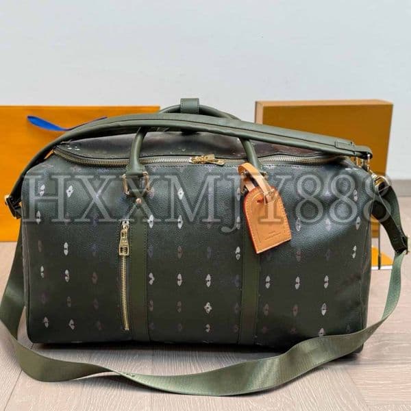 Genuine Leather Luxurys Designers New Mens Travel Leather Shopping Bags Paintings Handbag Womens Shouder Crossbody Upscale Outdoor Fitness Airport Bag 48Cm