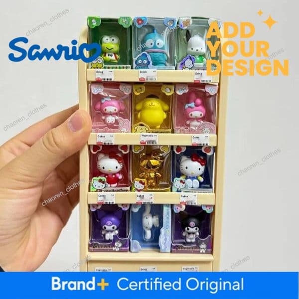 Characters Sanrio Family Figurine Series Blind Box Mini Doll Kt Cat Melody Kuromi Office Desktop Decoration Toy Gift