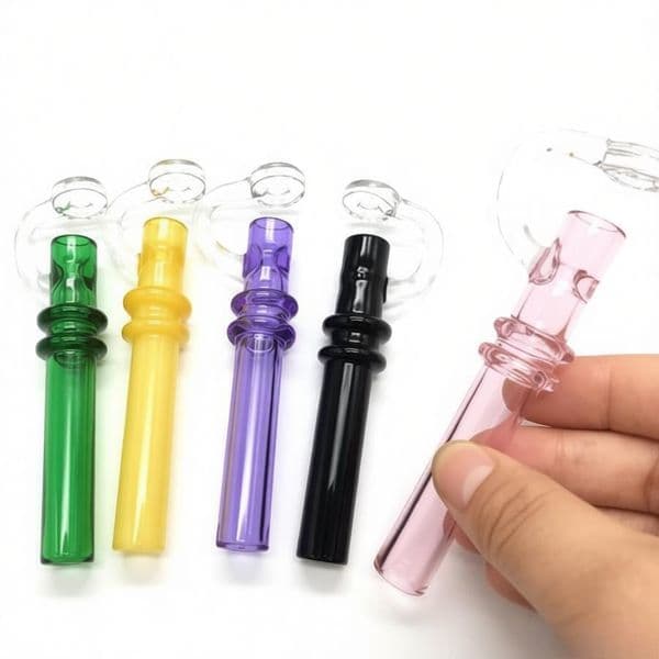 Colorful Labs Glass Taster Smoking pipes mini tobacco oil wax pipes CONCENTRATE TASTERS borosilicate tubing with an extension designed for wax