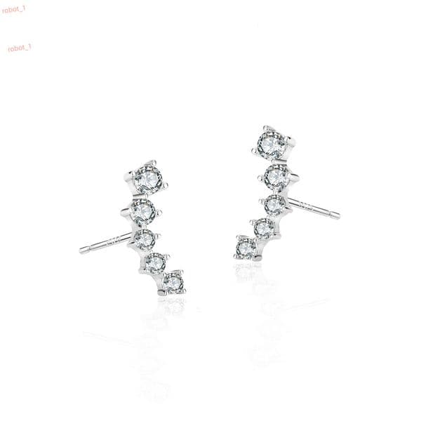 Hot Wholesale 925 Sterling Silver Rhodium Plated Round Brilliant Cut Moissanite Stud Earrings for Women
