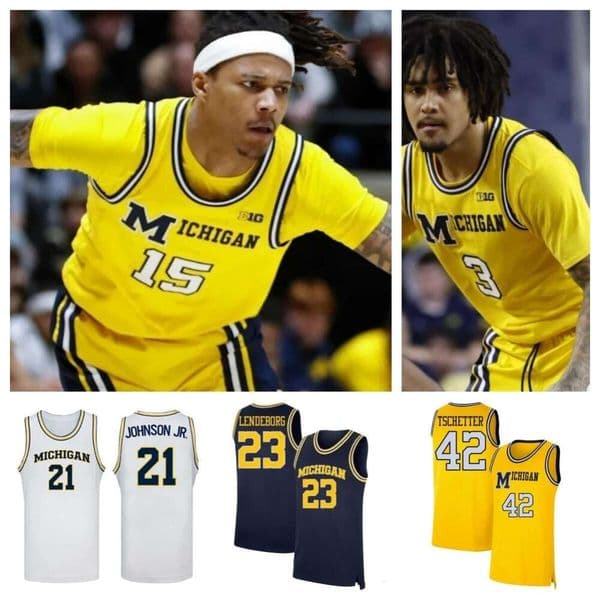 23 Yaxel Lendeborg UMich Basketball Jersey Morez Johnson Aday Mara Trey McKenney Roddy Gay Jr Nimari Burnett LJ Cason Franz Wagner Jan Rose Chris Webber