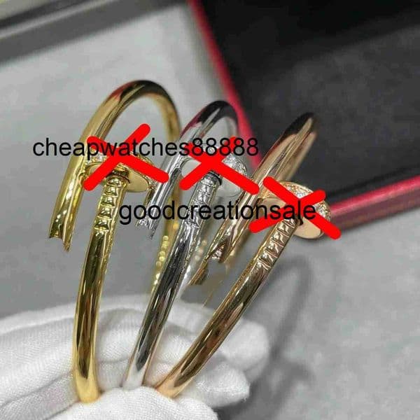 Brand Nail designer jewellery V Gold High Version Classic Nail Head and Tail with Diamond Couple Bracelet Thick Plated 18K Rose Gold Fashion Bracelet Straight Hair