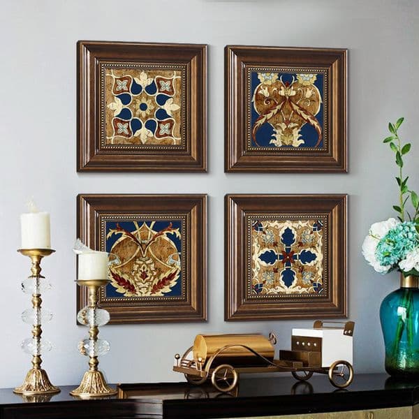 Bestseller American Light Luxury Entrance Decorative European Retro Restaurant Bedroom Bedside Four-Panel Combination High-End Wall Hanging Painting Ddmytues