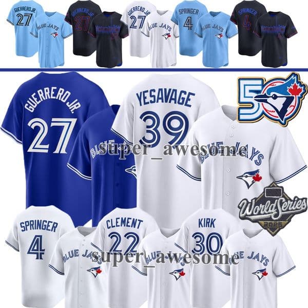 Blue Jays Vladimir Guerrero Jr Alejandro Kirk Baseball Jersey Addison Barger Trey Yesavage Ernie Clement Kazuma Okamoto Dylan Cease George Springer Kevin Gausman