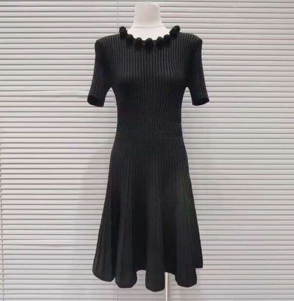 French romantic summer designer collar with three-dimensional floral decoration, sexy slim FC F8 fit backless knitted dress 2026