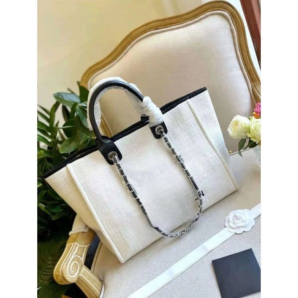 Women Man Designer deauville Beach bag Shopping the tote handbag Nylon CC canvas Summer crossbody clutch travel shoulder lady gold chain bags
