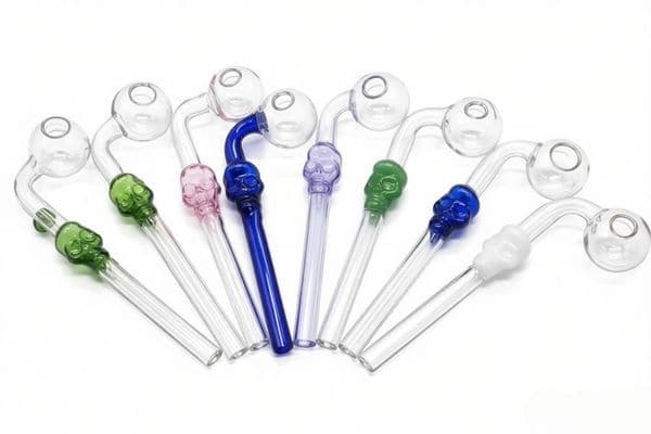 Colorful 5.5inch Cuved Bent Skull shape Glass Oil Burner Pipe thick heady Glass Smoking hand straw Pipes Color Randomly Send