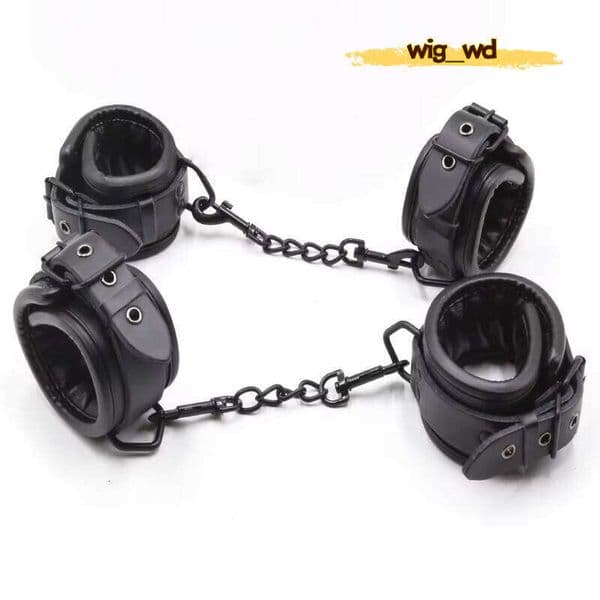 Top Quality Genuine Leather Black Handcuff Ankle Cuff Slave Game BDSM Fetish Bondage Sex Toy Couple Binding Restraint Props