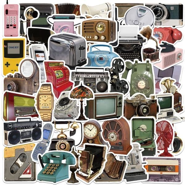 50 New Retro Electronic Devices Graffiti Stickers Luggage Skateboard Laptop Phone Case Decorative Stickers