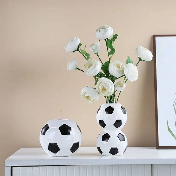 Bestseller Ceramic Football Vase Hydroponic Flower Holder Pen Stand Creative Living Room Decor World Cup Fan Ornament Ddmytues