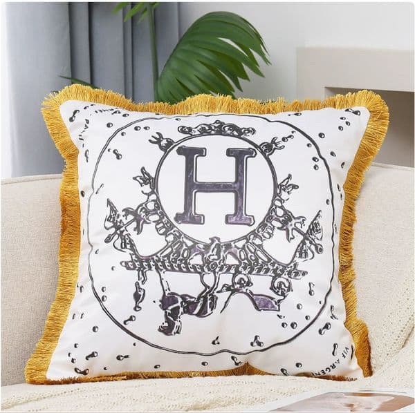Luxury Velvet Throw Pillow Letter H print Covers Soft Decorative Luxury Solid Square Cushion Case For Sofa Couch Bedroom