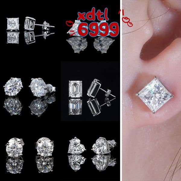 Factory Wholesale Price 10K 14K 18K Solid Pure Real Gold 750 585 Gold Vvs Moissanite Diamond Stud Earrings for Women Jewelry