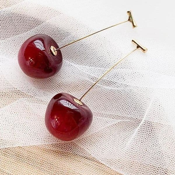 Gift Earrings Comfortable 925 Silver Needle High-end Fruit Personality Cherry Pendant Luxury Earrings Long Earrings
