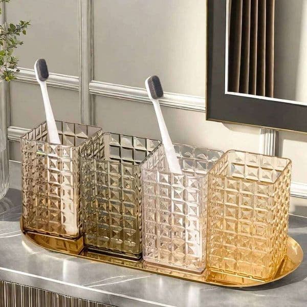 WORTHBUY Holder Square Transparent Plastic Toothbrush Bathroom Accessories Water Portable Mouthwash Cup