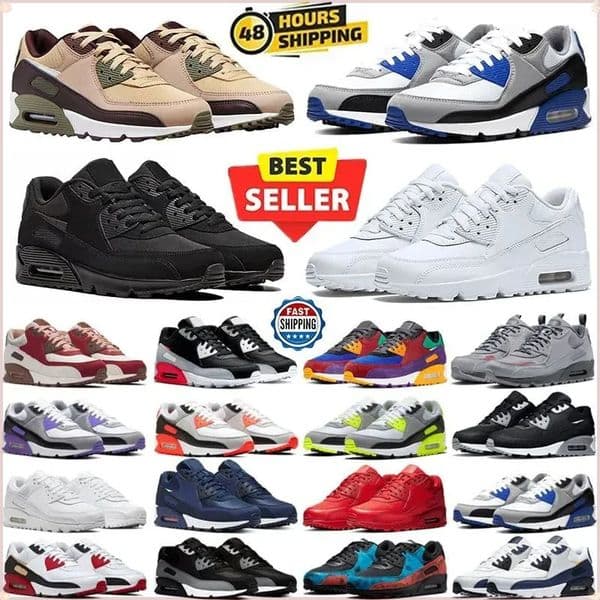 2026 Classic 90 Mens Running Shoes OG Triple White Black UNC Wolf Grey Polka Dot Infrared Supernova Total Orange Lahar Escape Hyper Grape Royal 90s Women Sneakers 36-45