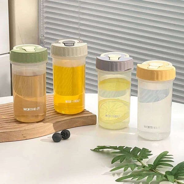 Transparent Plastic Water Bottle With Handle Tumbler Travel Sport Portable Heat-Resistant Leak-proof Drinking Cup For Students
