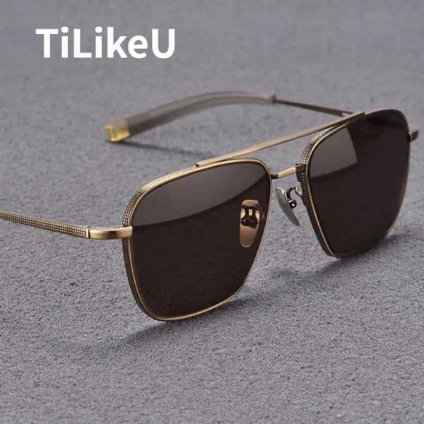 70% off Vintage Titanium Large Frame Double Glasses Polarized Mens Retro Style UV400 Sunglasses
