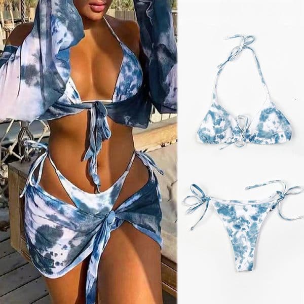 New European and American Style Sexy Bikini Swimsuit Three-Piece clothing Two-Piece Set Adult Women's Beach Swimwear