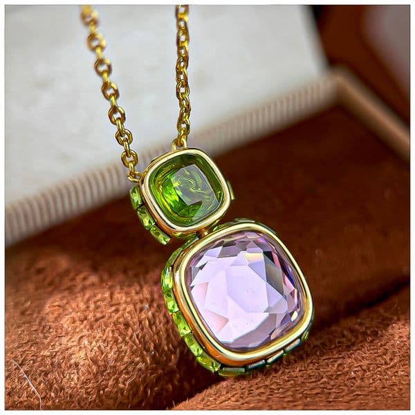 Designer Necklace for Women Multicolor Gem Candy Cushion Cut Diamond Necklaces Luxury Jewlery Designer for Women Timeless Sparkling Elegant Chic Gift Premium