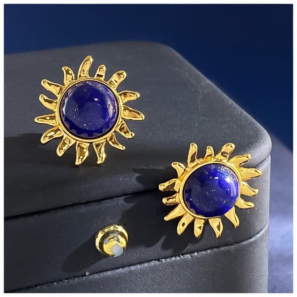 Designer Bracelet Bracelet for Women 18K Gold Plated Bangle Lapis Sunflower Starburst Bangles Luxury Jewlery Designer for Women Elegant Gift
