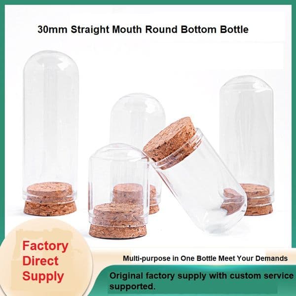 30mm Cork Stopper Controlled Glass Bottle Vial, Small Capacity Glass Cloche, Preserved Flower Glass Dome Figure Display Dust Cover
