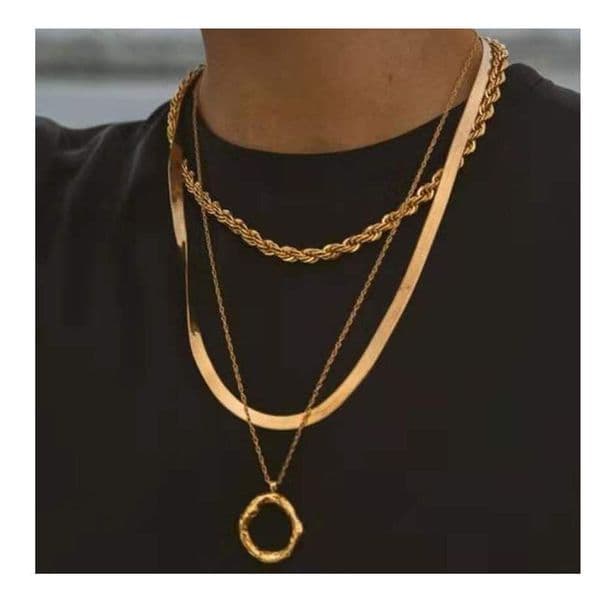 Comfortable vintage snake bone chain, alloy round pendant multi-layer necklace, ins-style women's necklace 18320