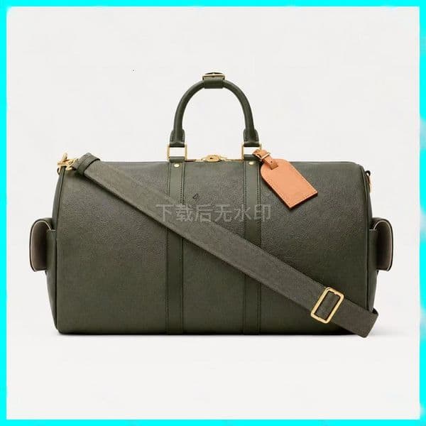 TOP. Keepall 45 M29158 Army Green Leather Designer Duffle Bag Luxury Travel Bag Luggage capacity travel weekend bag Unisex shoulder bag 10A TOP Quality