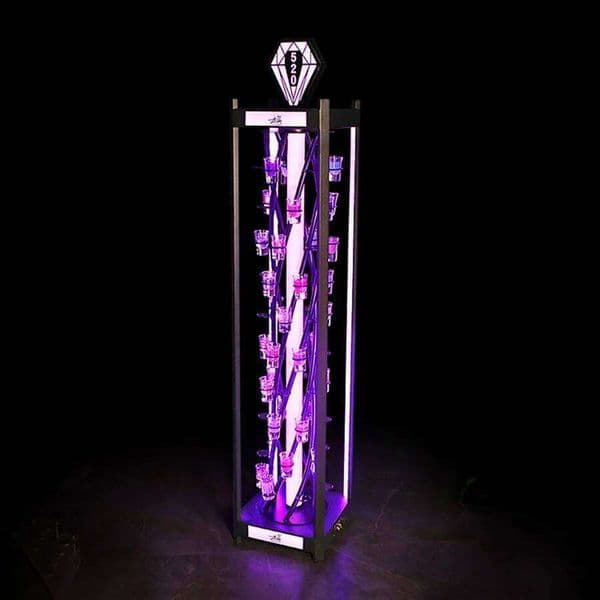 Custom 60 Hole Bar Party Rechargeable Vip Serving Tray Shot Wine Rack Led Cocktail Glass Display Holder