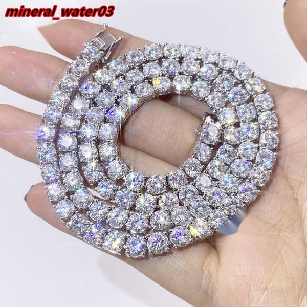 2-65mm White Gold 925 Sterling Silver VVS Moissanite Diamond Tennis Bracelet Necklace Iced Out Mossanite Jewelry for Men Women