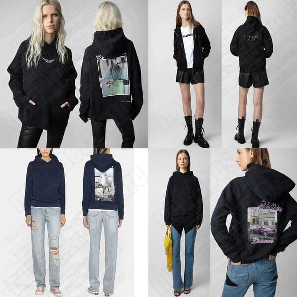 Hoodies Pullover Designer Women Hoodie Sweatshirt ZV Fashion Classic Hot Letter Hand Embroidery Cotton Crew Neck Casual Versatile Trend T 2e 20
