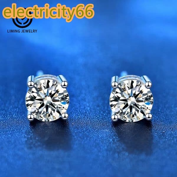 XEZ001 Classic Four Claw Design 925 Sterling Silver 03-3Ct Moissanite Gemstone Stud Earrings for Women Party Fine Jewelry